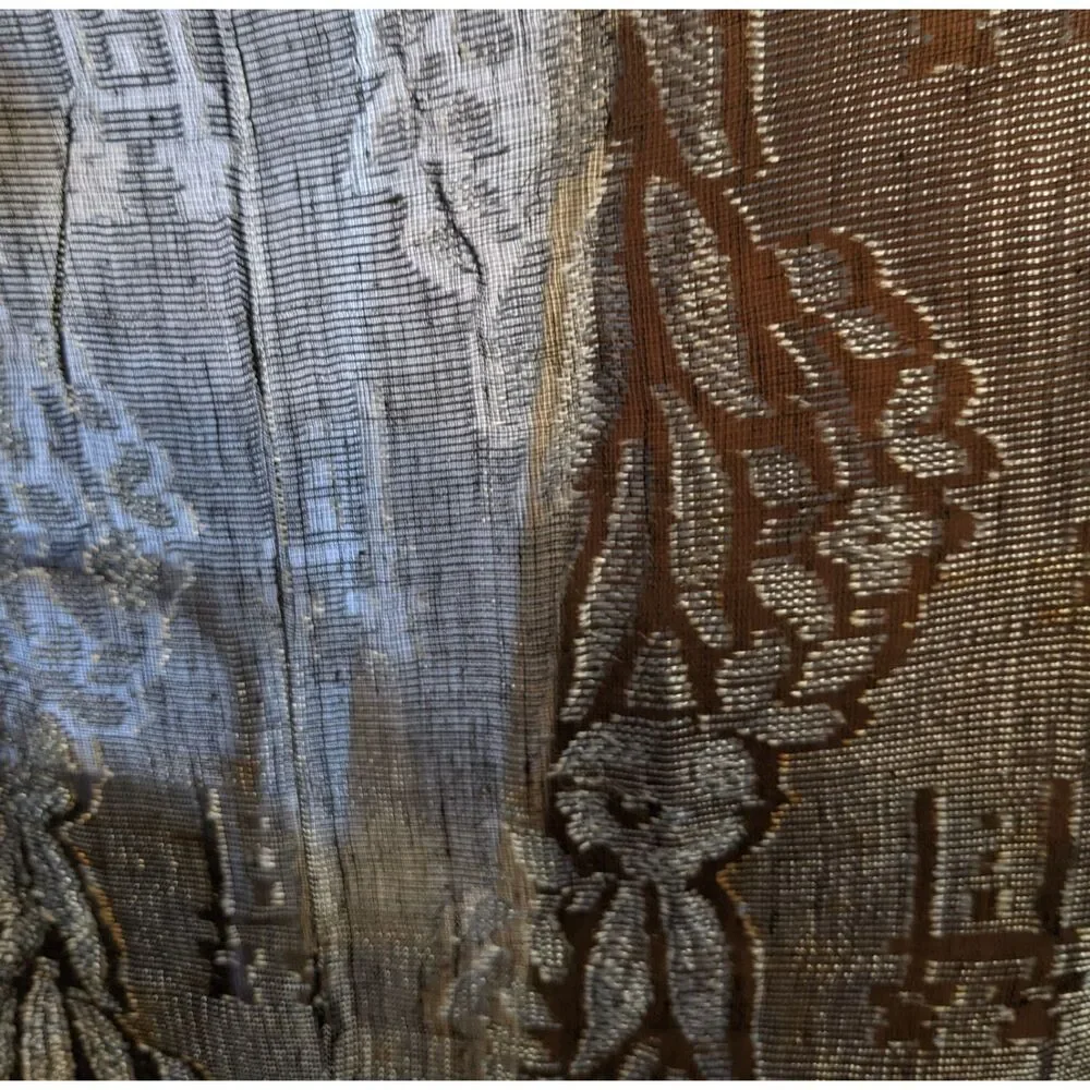 Asian Theme Table Runner Crane Ocean Wave Seigaiha Metallic Gold Lace & Bonus